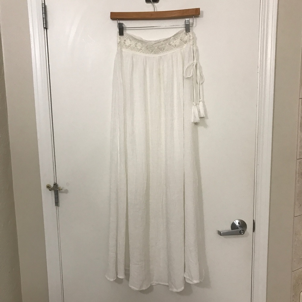 Apricot Lane lace trim side-tie cover up skirt